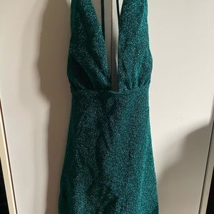 BabyBoo green sparkly backless dress